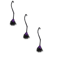 Vassoura de bruxa de Halloween de 125 cm com 3 fitas coloridas, decoração de festa e presente – 3 peças, compatível com decoração de