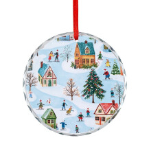 Christmas Town Crystal Glass Ornament Colorful Whimsical