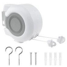 Robust Twin-Line Retractable Outdoor Clothesline, Flexible & Adjustable Length, Easy Install/Use, Compatible with Home