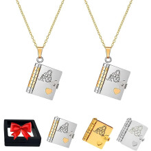 To My Granddaughter Book Necklace - The Most Beautiful Chapter Book Necklace,Personalized Granddaughters Necklace,With 6 Pages Engraved Information