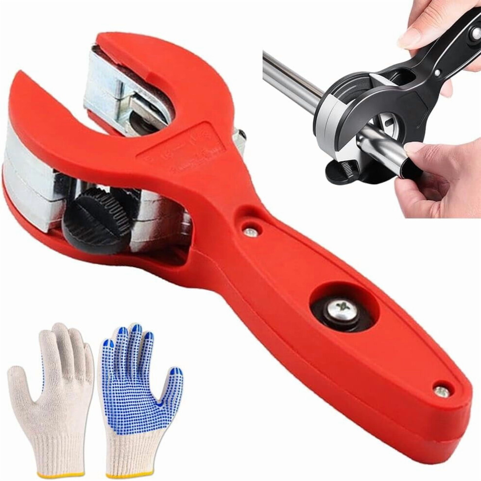 Ratcheting Pipe Cutter Tool, 1/4"Â7/8", Red, For Copper, Pvc, Stainless Steel & Rigid Plastic Tubing Â Compact One-Hand Design 9152228709201