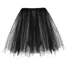 Balletrokje voor volwassenen/meisjes, semi-transparante tule tutu met elastische taille, retro bubbel silhouet, 3-laags ontwerp