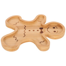 HEMOTON Gingerbread Man Serving Tray Bamboo Holiday Treat Platter 1 Set Creative Bread Tray for Festive Treats