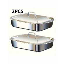 Stainless Steel Baking Tray Set Rectangular 4-Piece