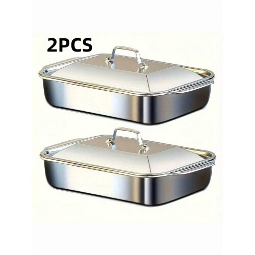 Stainless Steel Baking Tray Set Rectangular 4-Piece