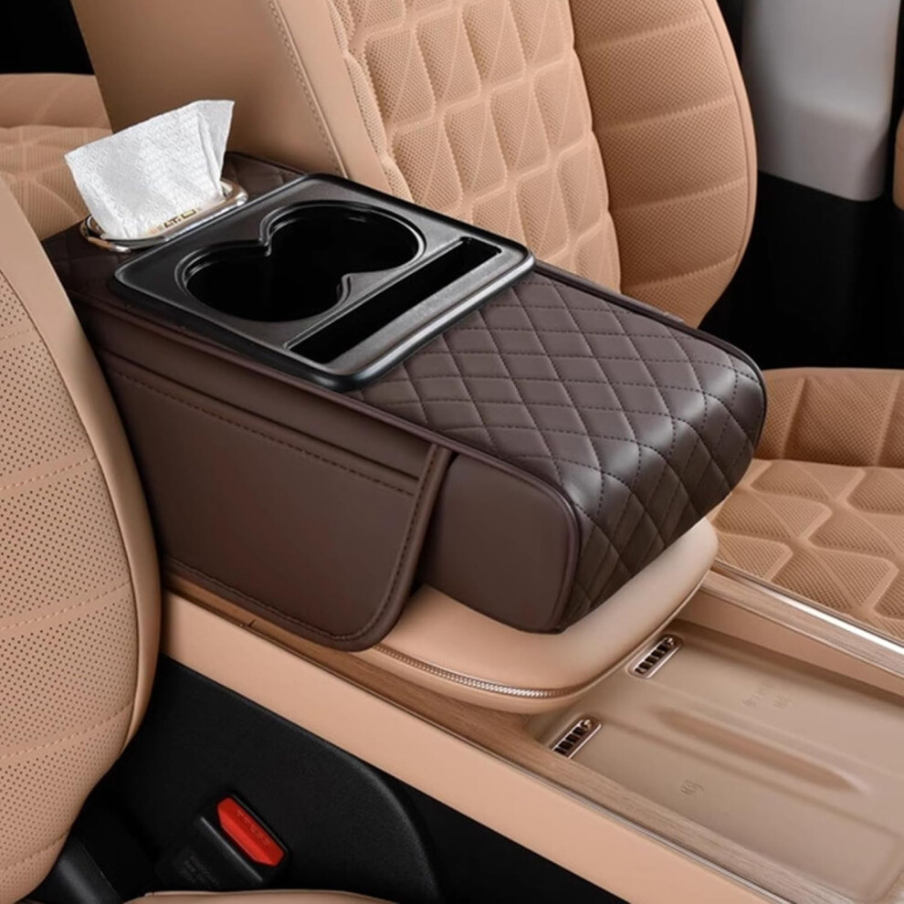 Multifunctional Pu Leather Car Armrest Box Mat, Universal Armrest Cover With Comfortable Wrist Rest & Storage Design For Most Car Models 9130661047142