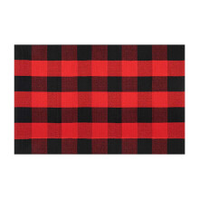 Christmas Plaid Front Door Mat 16x24 Cotton Woven Washable