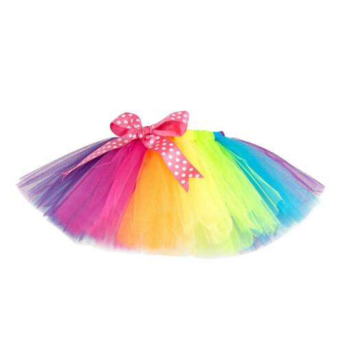 2Pièces Robe De Fête Arc-En- Multi, Jupe Élastique En Tulle 1