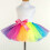 2Pièces Robe De Fête Arc-En- Multi, Jupe Élastique En Tulle 8
