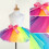 2Pièces Robe De Fête Arc-En- Multi, Jupe Élastique En Tulle 10