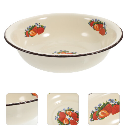 1pc Household Enameled Basin Mixing Bowl Creative Enamelware Random Style 1