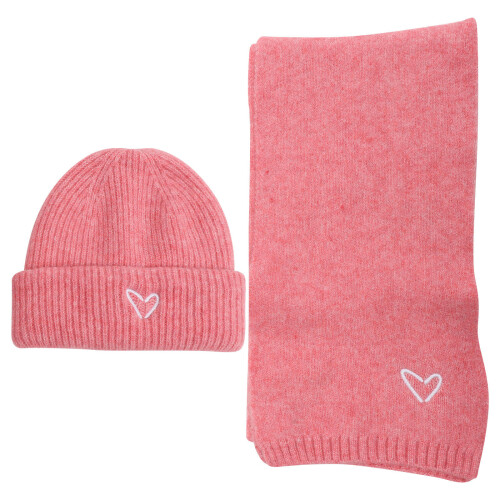 3Ensembles Bonnets Et Écharpes Rose Broderie Cœur Déco 2