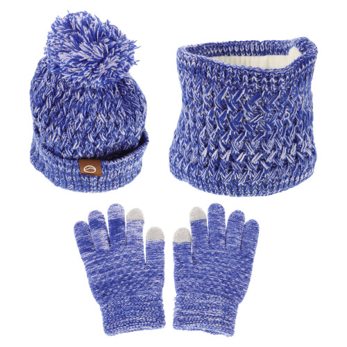 2Stk Kinder Wärmendes Strickset Mit Mütze Handschuhen Halstuch 2