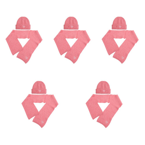 5Ensembles Ensemble Chapeau Écharpe Rose Décor Cœur Brodé 2