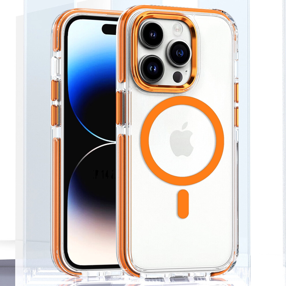 Magnetic Clear Slim Case For Iphone 11 Pro Max, Compatible With Magsafe, Shockproof Bumper Â Orange 9130661049016