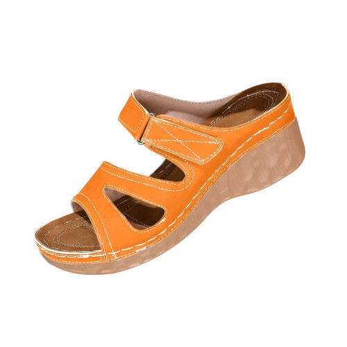 Women's Orange Wedge Sandals Peep Toe Platform 1 Pair