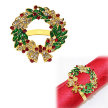 Elegant Christmas Metal Napkin Rings Set of 8 Deer & Wreath Holders for Holiday Dinner Table Decor, Festive Winter Party Favors