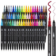 61 Colors Art Markers Set, Double Tip Brush Pens with Fine & Brush Tips for Adult Coloring, Sketching, Drawing and Painting