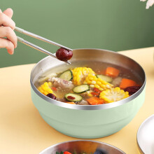 Grand bol en acier inoxydable, portable, pour fruits et résistant à la chaleur, vert, pour la cuisine et la salle à manger