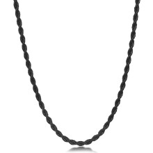 Collana a corda nera da uomo, in acciaio inossidabile, per uomo e donna, lunghezza 45-71 cm (18-28 pollici).