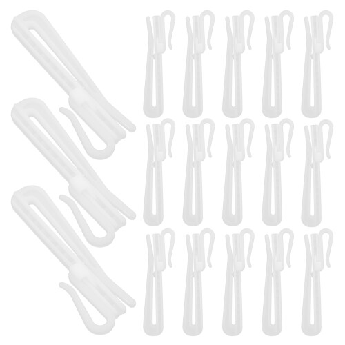 100Pcs White Plastic Adjustable Pleated Curtain Hooks for Drapes Track 1