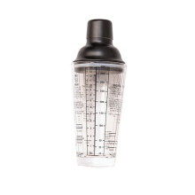 Plastic Cocktail Shaker with Stainless Caps, Clear Tea Cup Matcha for Milk Wine Coffee Mixing, Bar Tool Hand Drink Mixer w/Scales Clear Shaker Cup