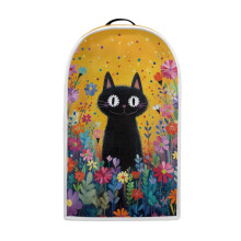 Coperture antipolvere per frullatore da cucina con motivo floreale e gatto nero, facili da pulire e impermeabili.
