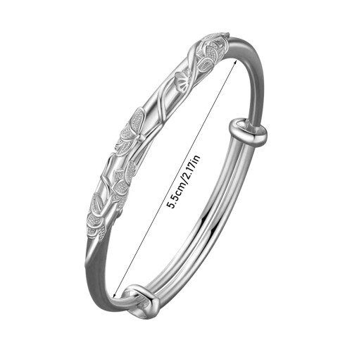Sterling Silver Bangle Bracelet Adjustable Open Cuff 925 2