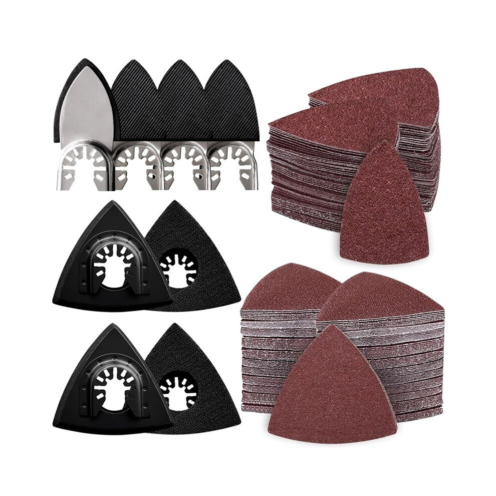 208Pcs Oscillating Tool Sanding Pads Kit,With Triangle Sanding Pads And Finger Sanding Pad,For Finishing Wood Sanding 6033590084963