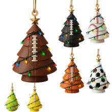 Brown soccer-shaped Christmas ball ornaments 6-pack