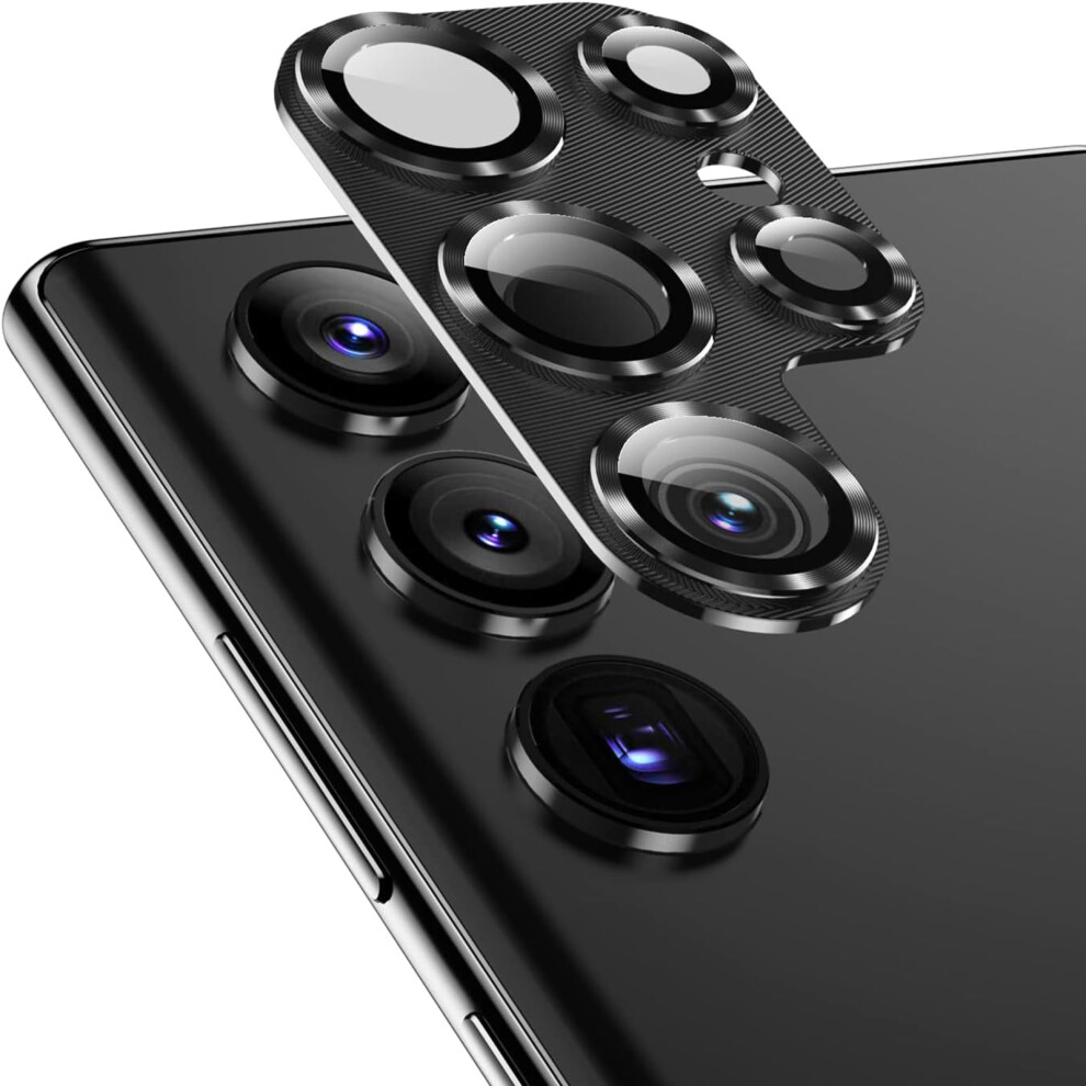 Camera Lens Protector For Samsung Galaxy S24 Ultra Â Hd Tempered Glass With Alloy Metal Ring, Black 9165521763085