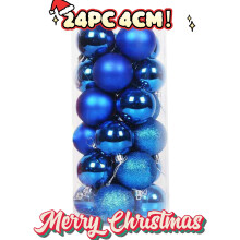 Blue Christmas Balls Shatterproof 24PCS 40mm