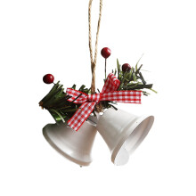 2 PCS Christmas Bells, Tree Hanging Ornament Metal Jingle Bells, for Christmas Holiday Party Family Decoration (White)