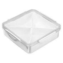 Caixa organizadora de 4 compartimentos com tampa, empilhável, ideal para geladeira, perfeita para preparar refeições, frutas, legumes, lanches e