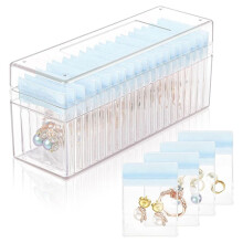 Schmuckschatulle Aus Acryl, Transparenter Schmuck-Organizer mit 20 Tragbaren, Antioxidativen Reißverschlusstaschen, Reise-Schmucketui, Blau