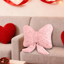 Coussin décoratif – Coussin de canapé rose à nœud papillon en peluche