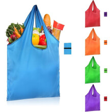 5 wiederverwendbare Einkaufstaschen, große Einkaufstaschen, farbenfrohe, robuste Tragetaschen mit Henkel, waschbares, faltbares Polyester