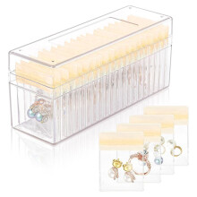 Schmuckschatulle Aus Acryl, Transparenter Schmuck-Organizer mit 20 Tragbaren, Antioxidativen Reißverschlusstaschen, Reise-Schmucketui, Gelb