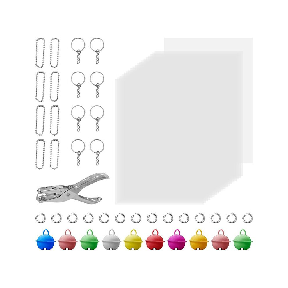 111Pcs Shrink Plastic Sheets Kit With 20 Pcs Frosted Blank Shrinky Art Paper And 90Pcs Keychains Jewelry Accessories 6033065436594