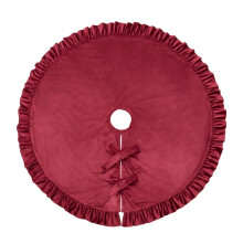 Rød fløyels juleskjørt med rysjer, 132 cm