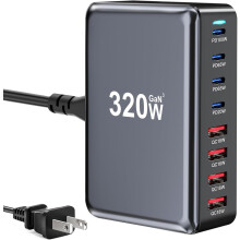 320W GaN III Pro USB-C Fast Charger Hub, 8-Port Charging Station with 100W PD/PPS, Compatible with MacBook, iPhone 16, iPad, Galaxy S23/S22