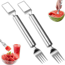 Coupe-fruits et fourchette en acier inoxydable (lot de 2)