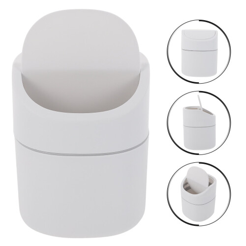 HEMOTON Waste Kitchen Flip Trash Can Odor-proof Bathroom Garbage Office