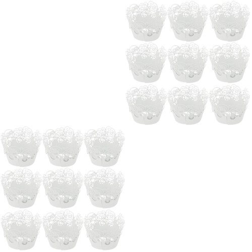 120Pièces Caissettes Cupcakes Blanches Design Creux Usage Varié 2