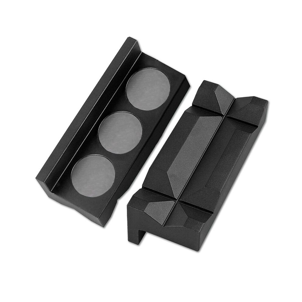 4Inch Vise Jaw Pads Magnetic Aluminum Vise Jaw Caps Reversible Pipe Vise Multipurpose Vise Protection Inserts 2Pcs Black 4714140745993
