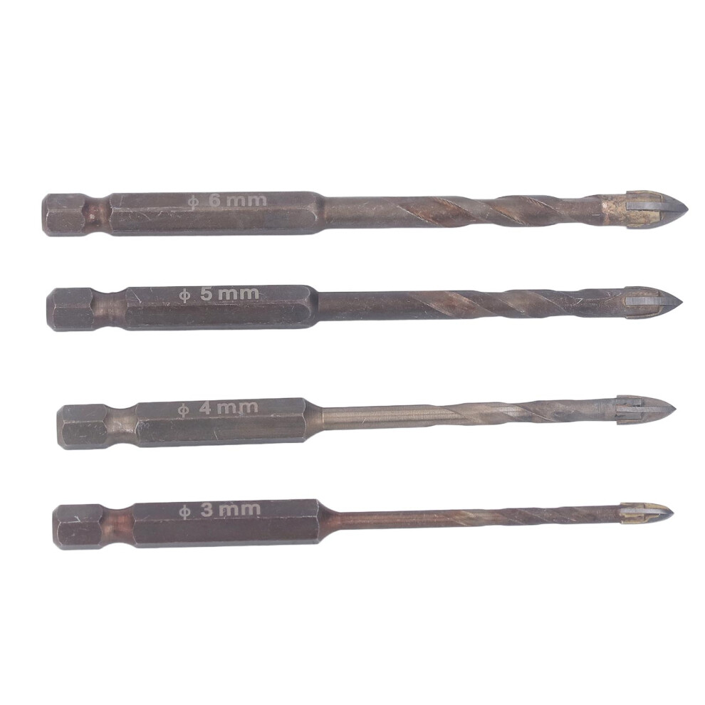 Durable Masonry Drill Bit Set 4 Pieces 3Mm 4Mm 5Mm 6Mm For Tile Plastic Glass 8771387440353