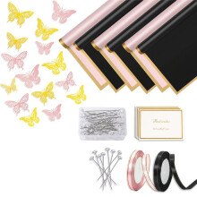 200Pcs Flower Wrapping Paper Kit, 40 Sheets Waterproof Flower Wrapping Paper, Black &  Floral Bouquet Wrapping Paper