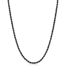 Collana a corda nera da uomo, in acciaio inossidabile, per uomo e donna, lunghezza 45-71 cm (18-28 pollici).
