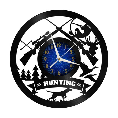 Ρολόι τοίχου βινυλίου Hunting in The Wild2 – Αθόρυβη, δημιουργική διακόσμηση 12" για 1