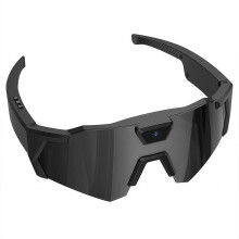 (Black) Smart Cycling Sunglasses with Camera - POV Camera Glasses HD 1080P Video Recording, Polarized Sports Glasses for Outdoor Cycling, Skiing